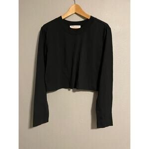 Tan Lines by Sivan Ayla Womens Sweater Size Medium Black Crop Minimalist Casual